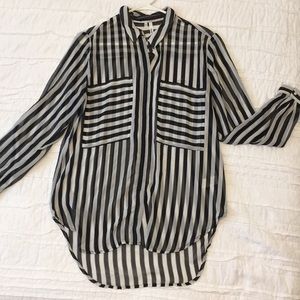 Black + White Long Sleeved Blouse